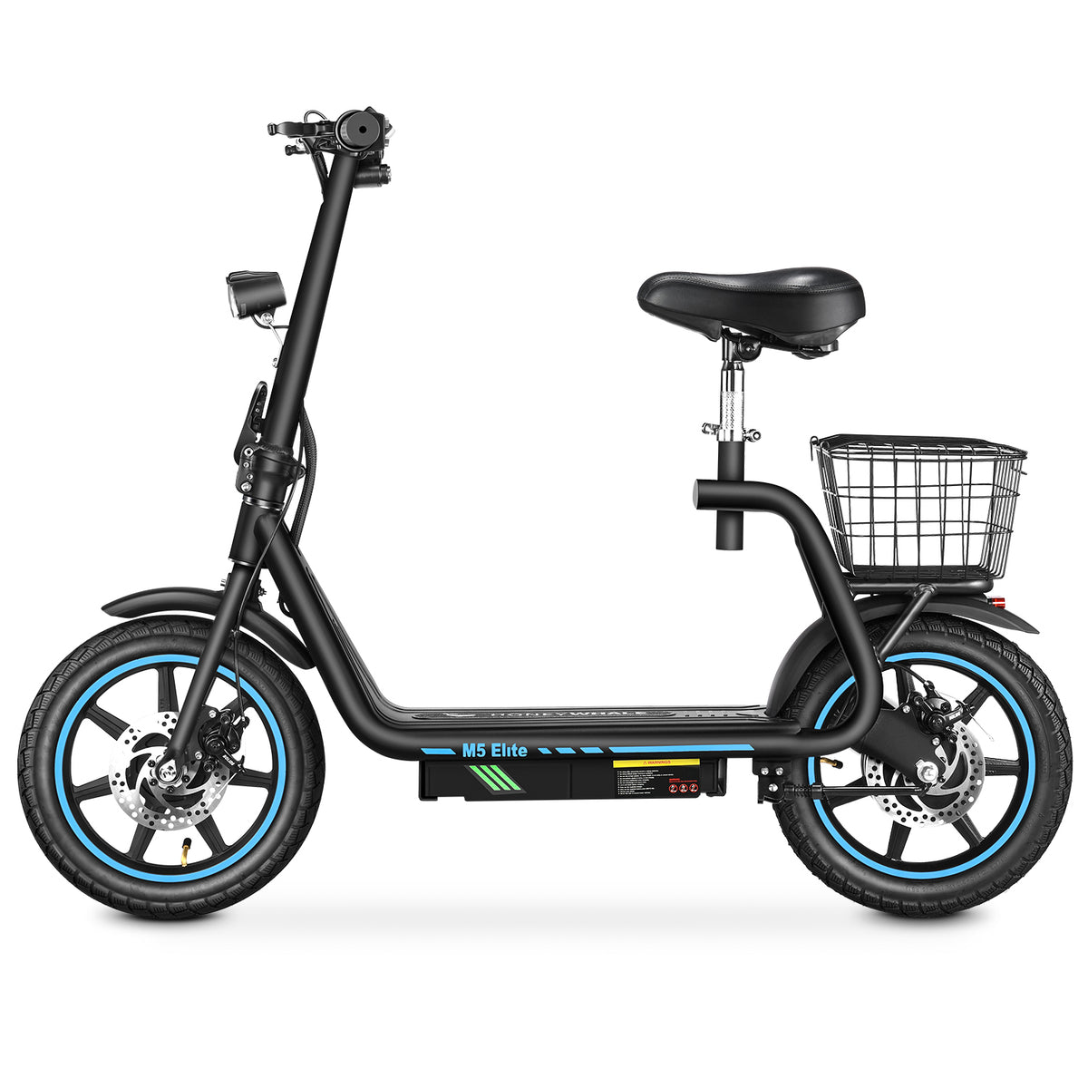 Honey Whale M5Elite E-Scooter - 500W Motor 48V13AH Battery 45KM Range Foldable Design - Black