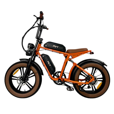 Electric Bike PVY X20 IT - 250W Motor 48V15AH+48V15AH Battery 20 Inch Tires Hydraulic Disc Brake - Orange