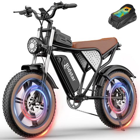 Ridstar Q20 IT Electric Bike - 750W Motor 48V20AH Battery 20-Inch Tires Hydraulic Disc Brakes - Black Brown