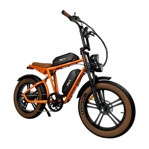 Electric Bike PVY X20 IT - 250W Motor 48V15AH+48V15AH Battery 20 Inch Tires Hydraulic Disc Brake - Orange