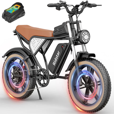 Ridstar Q20 IT Electric Bike - 750W Motor 48V20AH Battery 20-Inch Tires Hydraulic Disc Brakes - Black Brown