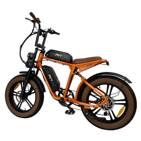 Electric Bike PVY X20 IT - 250W Motor 48V15AH+48V15AH Battery 20 Inch Tires Hydraulic Disc Brake - Orange