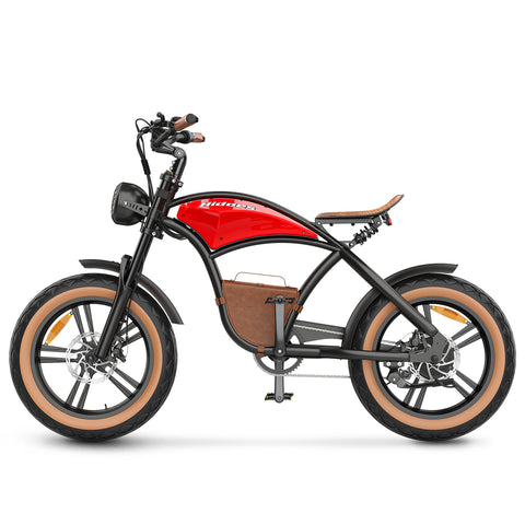 Hidoes HD-B10 Electric Bike - 1000W Motor 48V13AH Battery 20" Tires Disc Brakes - Retro Red