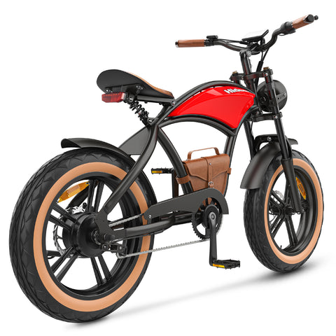 Hidoes HD-B10 Electric Bike - 1000W Motor 48V13AH Battery 20" Tires Disc Brakes - Retro Red