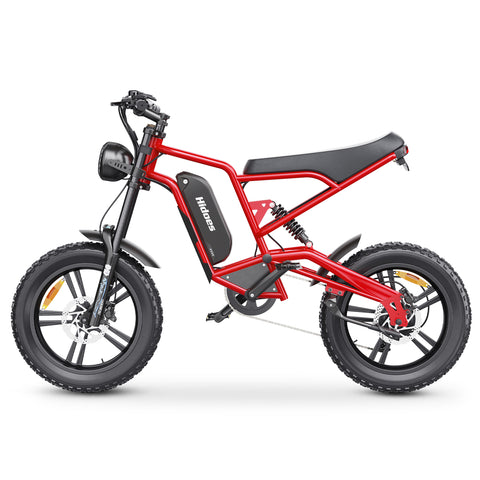 Hidoes HD-B6 Electric Bike - 1200W Motor 48V15.6AH Battery 20" Tires Tires Hydraulic Disc Brakes - Red