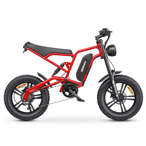 Hidoes HD-B6 Electric Bike - 1200W Motor 48V15.6AH Battery 20" Tires Tires Hydraulic Disc Brakes - Red