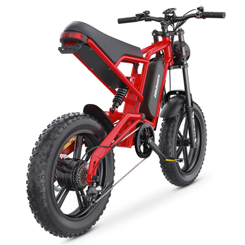 Hidoes HD-B6 Electric Bike - 1200W Motor 48V15.6AH Battery 20" Tires Tires Hydraulic Disc Brakes - Red