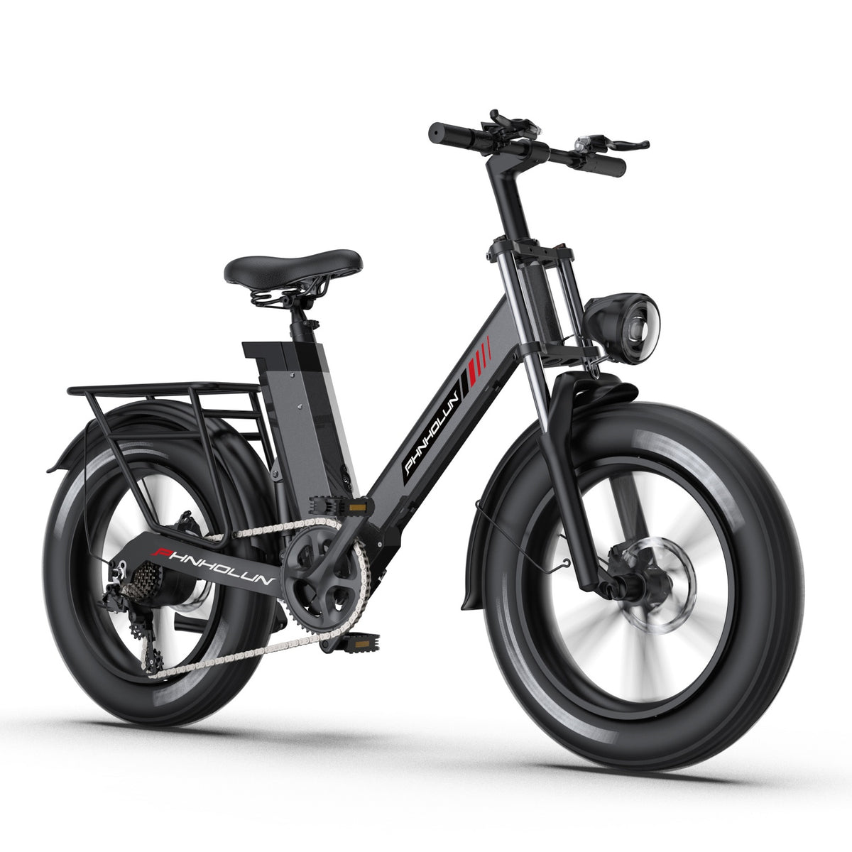 aPHNHOLUN C6 Pro Electric Bike - 1000W Motor 48V17.5AH Battery 20" Tires Disc Brakes - Black