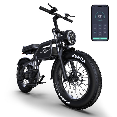 PHNHOLUN C8 FT Electric Bike - 1000W Motor 48V20AH Battery 20" Tires Disc Brakes - Black