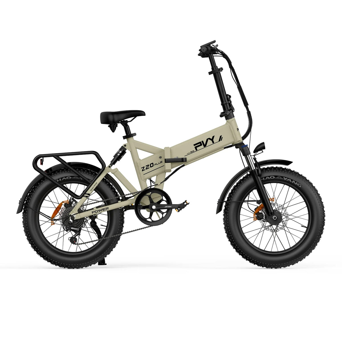 PVY Z20 Plus 500 Electric Bike - 250W Motor 48V14.5AH Battery 100KM Range Mechanical Disc Brakes - Beige