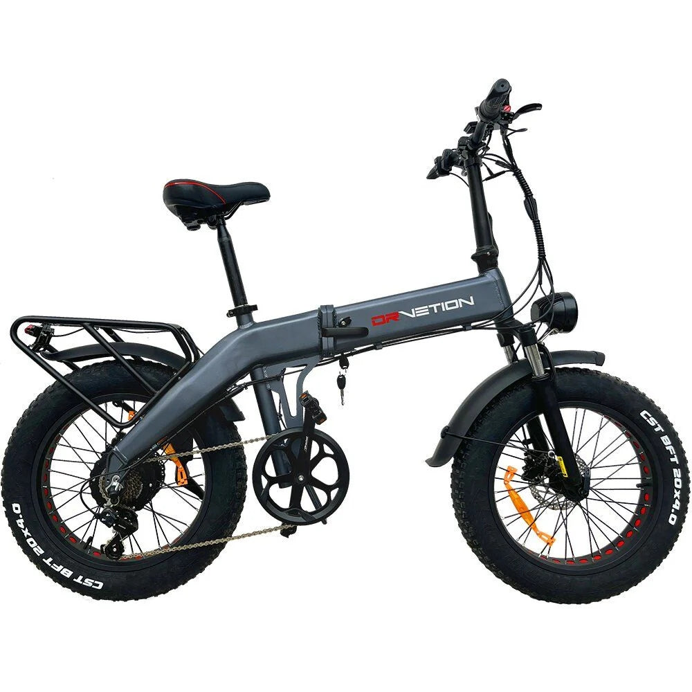 DrveTion BT20 Electric Bike - 20*4.0 Inch Tires 750W Motor 48V10Ah Battery 25-35KM Range - Black Grey