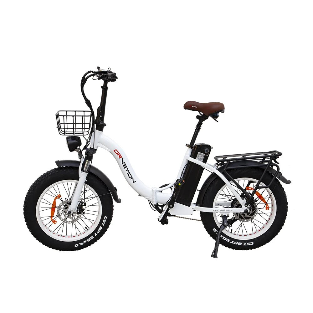 DrveTion CT20 Electric Bike - 20*4.0 Inch Tires 750W Motor 48V20Ah Battery 60-90KM Range - Pearl White