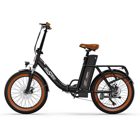 ONESPORT OT16-2 Electric Bike - 250W Motor 48V17Ah Battery 20-Inch Tires 60KM Range Disc Brakes - Black Brown