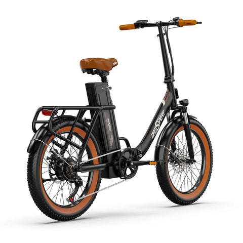 ONESPORT OT16-2 Electric Bike - 250W Motor 48V17Ah Battery 20-Inch Tires 60KM Range Disc Brakes - Black Brown