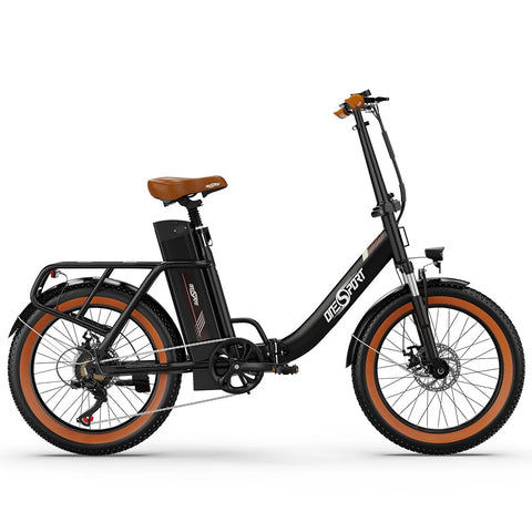 ONESPORT OT16-2 Electric Bike - 250W Motor 48V17Ah Battery 20-Inch Tires 60KM Range Disc Brakes - Black Brown