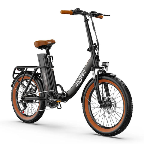 ONESPORT OT16-2 Electric Bike - 250W Motor 48V17Ah Battery 20-Inch Tires 60KM Range Disc Brakes - Black Brown