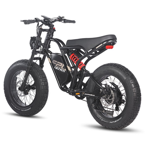 FAFREES F20 Ultra Electric Bike - 750W Motor 48V25AH Battery 140KM PAS Mode Range Mechanical Brakes Black-Red