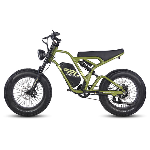 FAFREES F20 Ultra Electric Bike - 750W Motor 48V25AH Battery 140KM PAS Mode Range Mechanical Brakes Black-Green