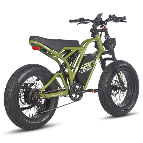 FAFREES F20 Ultra Electric Bike - 750W Motor 48V25AH Battery 140KM PAS Mode Range Mechanical Brakes Black-Green