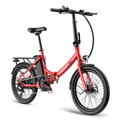 FAFREES F20 Light 16.75AH Electric Bike - 250W Motor 36V16.75Ah Battery 130KM PAS Mode Range Mechanical Brakes - Red