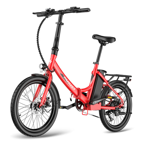 FAFREES F20 Light 16.75AH Electric Bike - 250W Motor 36V16.75Ah Battery 130KM PAS Mode Range Mechanical Brakes - Red