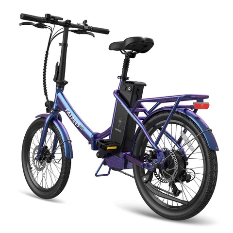 FAFREES F20 Lasting Electric Bike - 250W Motor 36V18.2Ah Battery 120KM PAS Mode Range Mechanical Brakes Blue-Purple