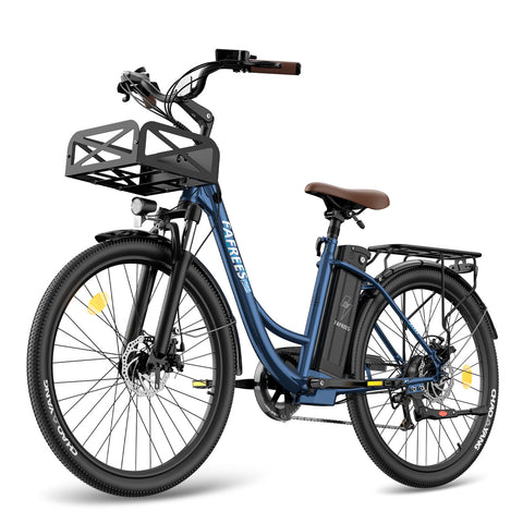 FAFREES F26 Lasting Electric Bike - 250W Motor 36V20.3Ah Battery 160KM PAS Mode Range Mechanical Brakes - Blue