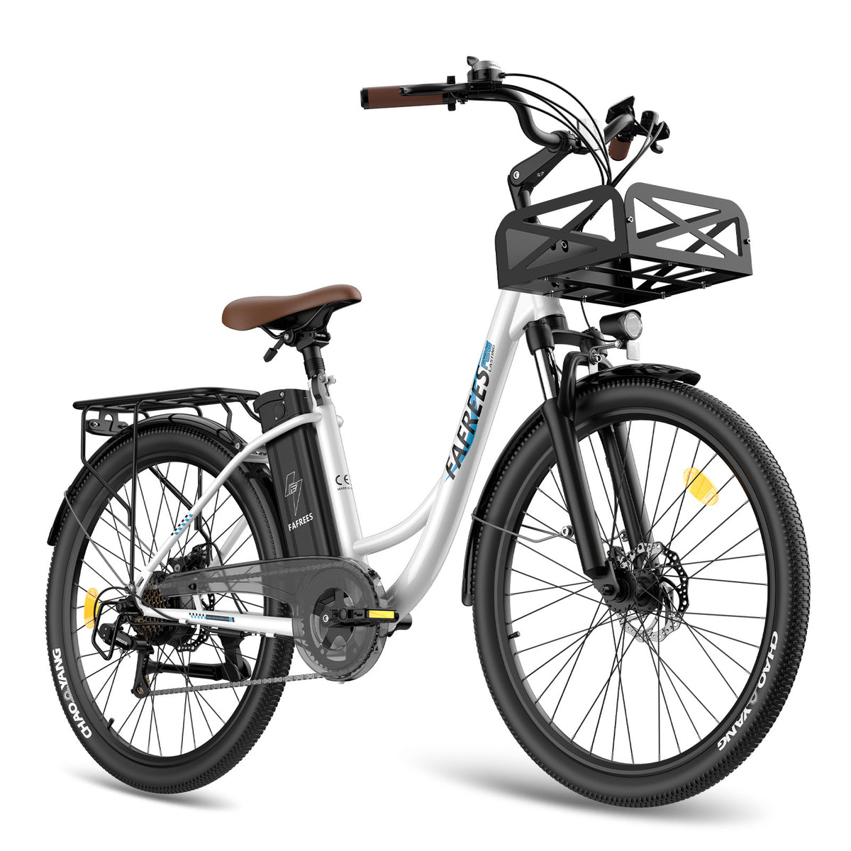 FAFREES F26 Lasting Electric Bike - 250W Motor 36V20.3Ah Battery 160KM PAS Mode Range Mechanical Brakes - White