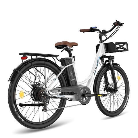 FAFREES F26 Lasting Electric Bike - 250W Motor 36V20.3Ah Battery 160KM PAS Mode Range Mechanical Brakes - White