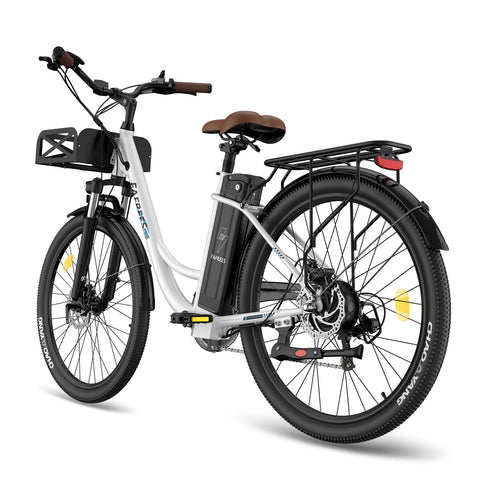 FAFREES F26 Lasting Electric Bike - 250W Motor 36V20.3Ah Battery 160KM PAS Mode Range Mechanical Brakes - White