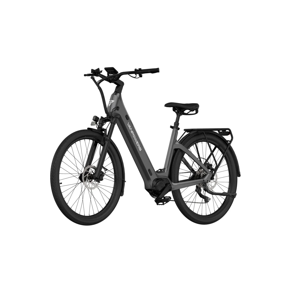 Electric Bike Vanpowers Urbangide Ultra S - 500W Motor 48V14.4AH Battery 110KM Pedal-Assist Mode Range Hydraulic Disc Brakes - Iron Grey