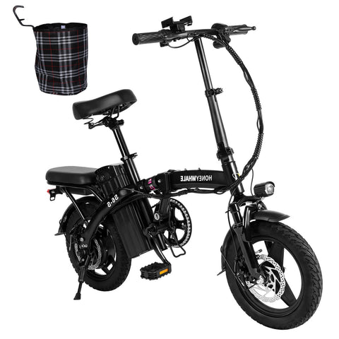 Honey Whale S6-S Electric Bike - 350W Motor 48V10.4AH Battery 40KM Range Disc Brakes - Black