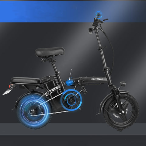 Honey Whale S6-S Electric Bike - 350W Motor 48V10.4AH Battery 40KM Range Disc Brakes - Black