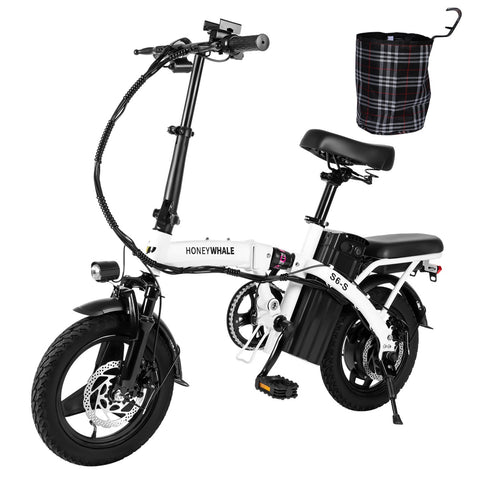 Honey Whale S6-S Electric Bike - 350W Motor 48V10.4AH Battery 40KM Range Disc Brakes - White