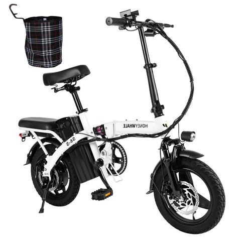 Honey Whale S6-S Electric Bike - 350W Motor 48V10.4AH Battery 40KM Range Disc Brakes - White