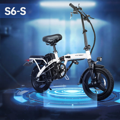 Honey Whale S6-S Electric Bike - 350W Motor 48V10.4AH Battery 40KM Range Disc Brakes - White