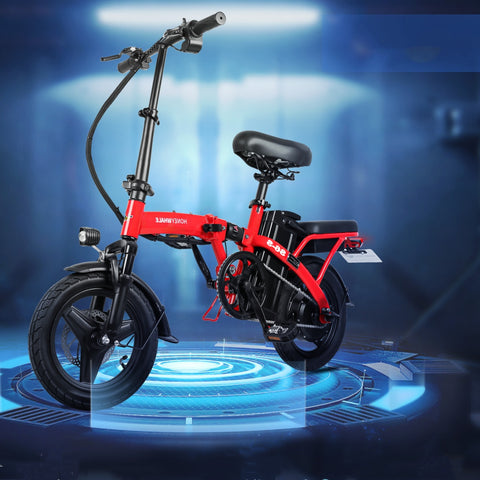 Honey Whale S6-S Electric Bike - 350W Motor 48V10.4AH Battery 40KM Range Disc Brakes - Red