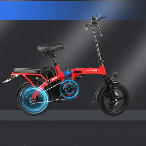 Honey Whale S6-S Electric Bike - 350W Motor 48V10.4AH Battery 40KM Range Disc Brakes - Red