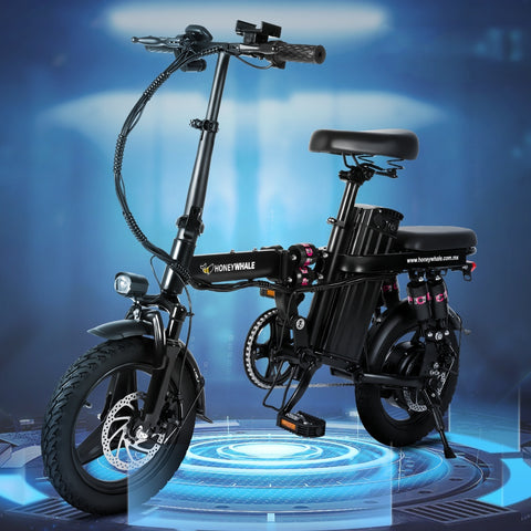 Honey Whale S6 Pro-S Electric Bike - 350W Motor 48V15AH Battery 50KM Range Disc Brakes - Black