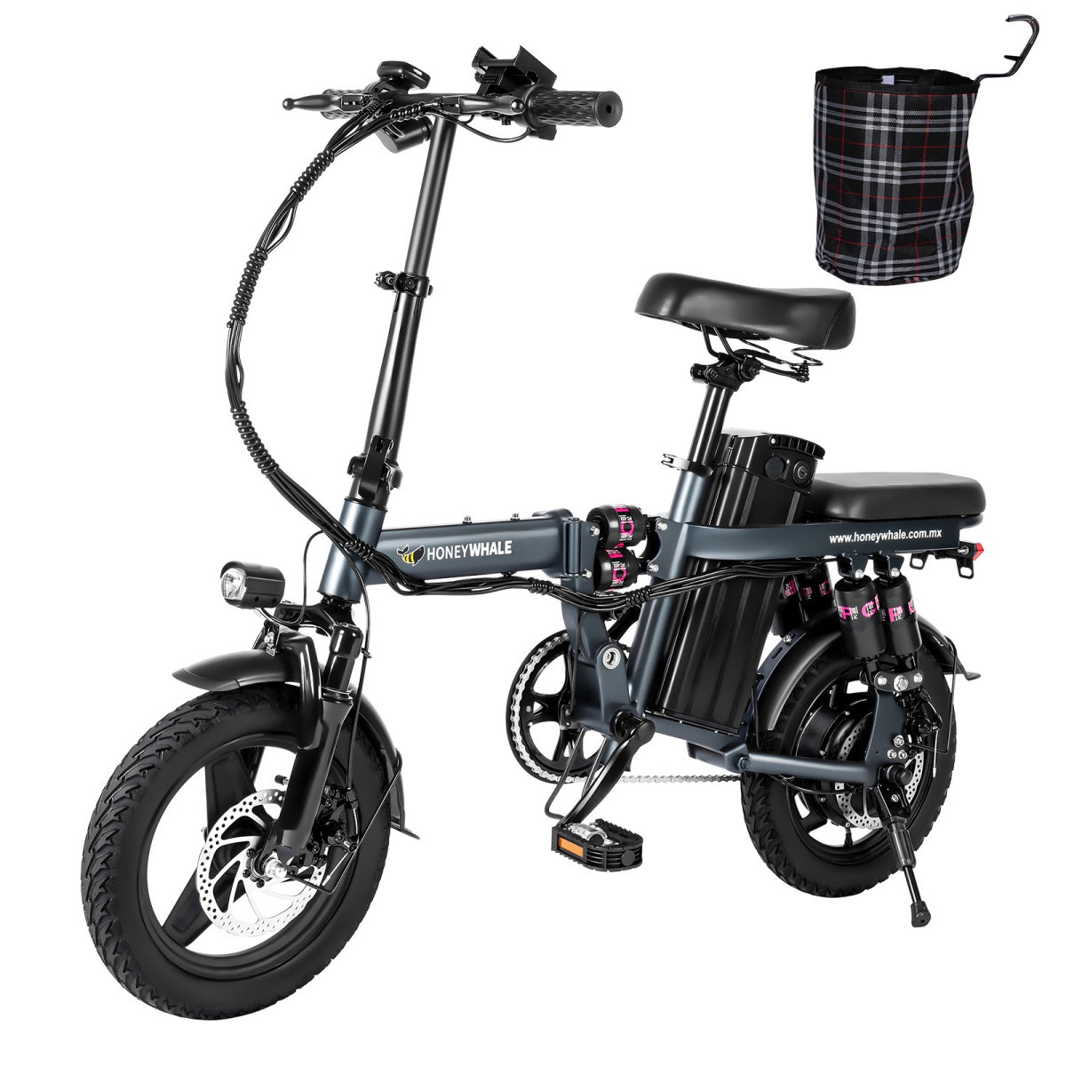 Honey Whale S6 Pro-S Electric Bike - 350W Motor 48V15AH Battery 50KM Range Disc Brakes - Grey