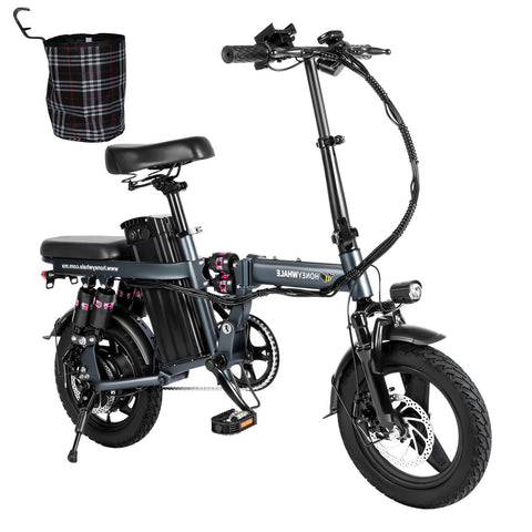 Honey Whale S6 Pro-S Electric Bike - 350W Motor 48V15AH Battery 50KM Range Disc Brakes - Grey