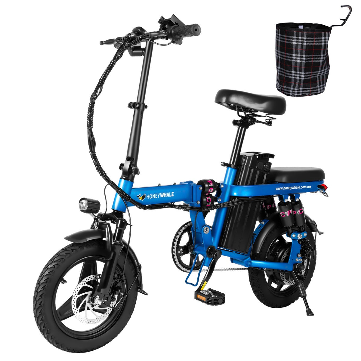 Honey Whale S6 Pro-S Electric Bike - 350W Motor 48V15AH Battery 50KM Range Disc Brakes - Blue