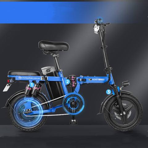 Honey Whale S6 Pro-S Electric Bike - 350W Motor 48V15AH Battery 50KM Range Disc Brakes - Blue