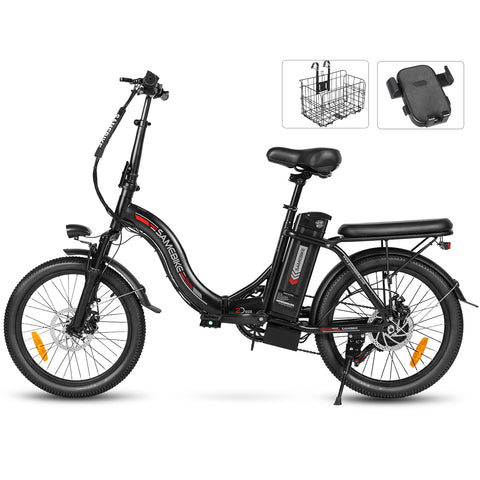 SAMEBIKE CY20 FT 350W Electric Bike - 350W Motor 36V13AH Battery 35KM Range Mechanical Disc Brakes - Black