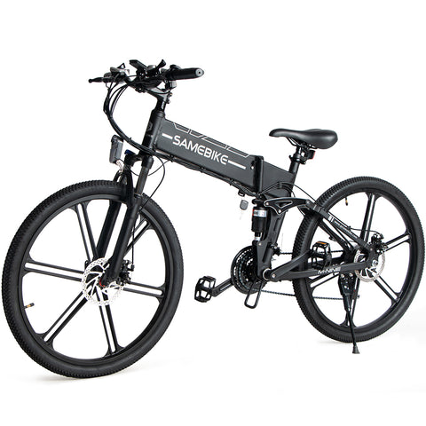 SAMEBIKE LO26-IT Electric Bike - 250W Motor 48V10AH Battery 40KM Range Mechanical Disc Brakes - Black