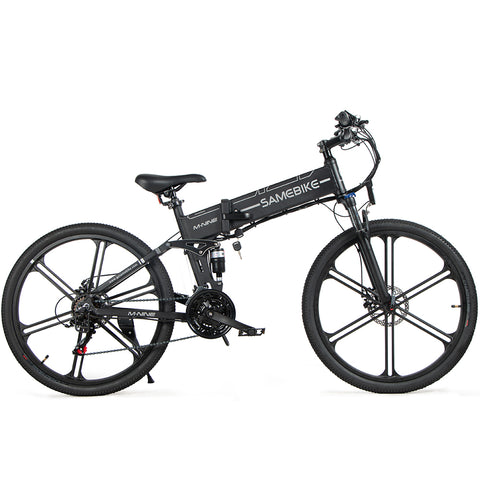 SAMEBIKE LO26-IT Electric Bike - 250W Motor 48V10AH Battery 40KM Range Mechanical Disc Brakes - Black