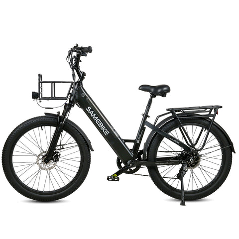 SAMEBIKE RS-A01 Electric Bike - 500W Motor 48V14AH Battery  50KM Range Mechanical Disc Brakes - Black