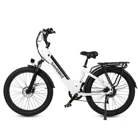 SAMEBIKE RS-A01 Electric Bike - 500W Motor 48V14AH Battery  50KM Range Mechanical Disc Brakes - White