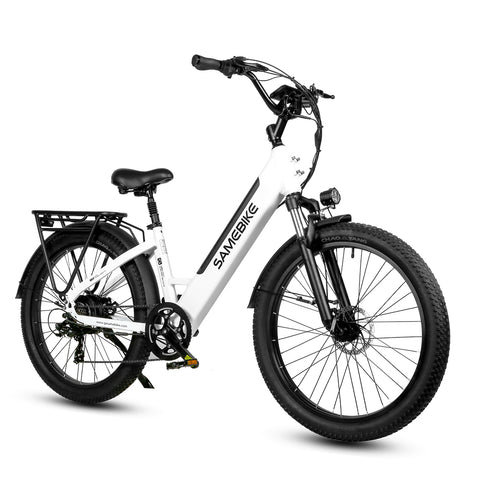 SAMEBIKE RS-A01 Electric Bike - 500W Motor 48V14AH Battery  50KM Range Mechanical Disc Brakes - White