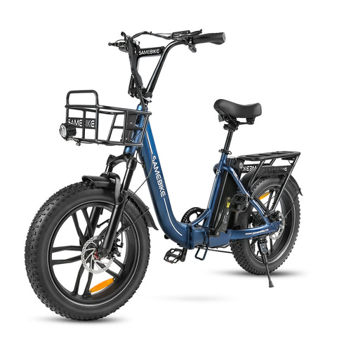 SAMEBIKE C05 Pro Electric Bike - 350W Motor 36V13Ah Battery 35KM Range Mechanical Disc Brakes - Deep Blue